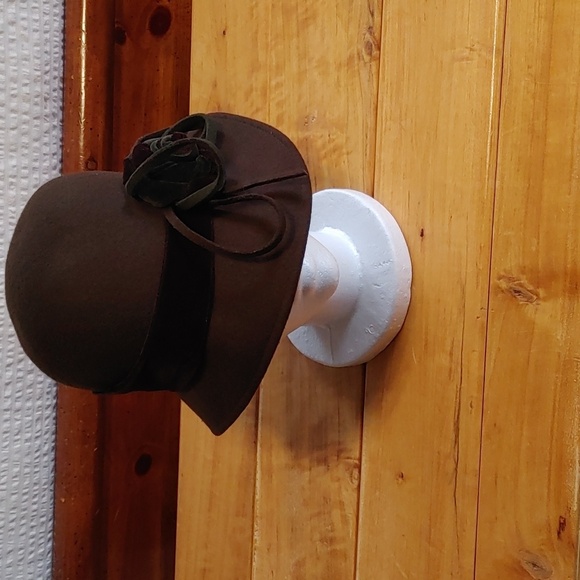 Made in Italy Wool Bucket/Church Hat with Floral Detail - Picture 2 of 11